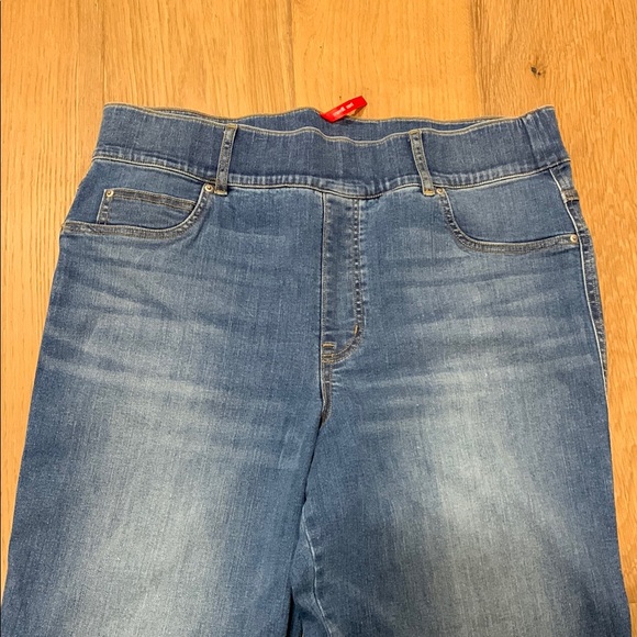 SPANX Blue Straight Leg Jeans with Distressed Details - Picture 3 of 10